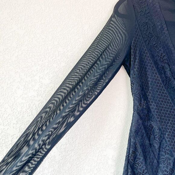 Guess Sheer Black Long Sleeve Top, Size XS - Picture 3 of 6